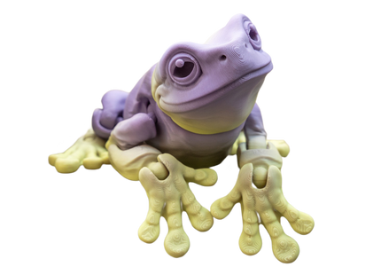 Purple frog figurine on a white background