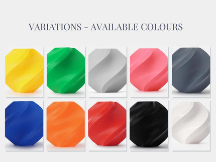 Color swatches for product selection with text 'Variations - Available Colours'.