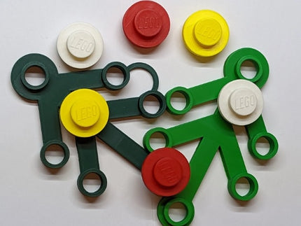 Colorful wreath piece connectors on a white background